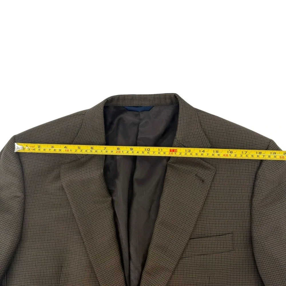 Burberry London Kensington Mens 43L Wool Blazer Brown Houndstooth Sport Coat USA